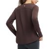 imagebaleaf Womens Long Sleeve Workout Shirts Lightweight Quick Dry Running Athletic Yoga Tops with Curved Hem Thumb LoopDark Brown