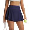 imagebaleaf Womens Pleated Tennis Skirts Double Ruffle Mini Skorts with 2 Pockets Shorts High Waisted Tummy Control Athletic GolfNavy Blue