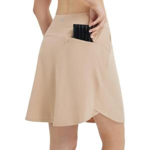 imagebaleaf Skorts for Woman 20 Knee Length Golf Tennis Skirt High Waisted Long Athletic Casual Pockets UPF 50Khaki