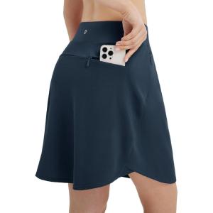 imagebaleaf Skorts for Woman 20 Knee Length Golf Tennis Skirt High Waisted Long Athletic Casual Pockets UPF 50Navy Blue