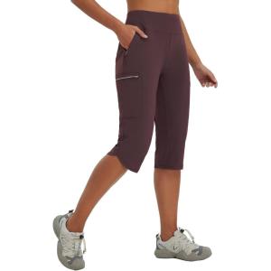 imagebaleaf Womens 17 Capri Pants Lighweight Cargo Capris Quick Dry Zipper Pockets Hiking Biking Casual Outdoor17indark Brown