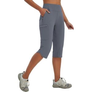 imagebaleaf Womens 17 Capri Pants Lighweight Cargo Capris Quick Dry Zipper Pockets Hiking Biking Casual Outdoor17indark Gray