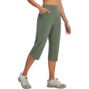 imagebaleaf Womens 17 Capri Pants Lighweight Cargo Capris Quick Dry Zipper Pockets Hiking Biking Casual Outdoor19inarmy Green