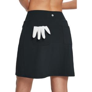 imagebaleaf Womens 18 Golf Skorts Skirts Knee Length Athletic Tennis Skort Modest Long Casual with Pockets SoftBlack