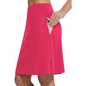 imagebaleaf Womens 20 Knee Length Golf Skorts Long Athletic Tennis Skirts for Women Active Casual Pockets UV Protection01deep Pink