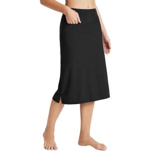 imagebaleaf Womens 28 Midi Length Long Swim Skirts with Legging Modest High Waisted Tankini Skirt Bottom UPF 50Black
