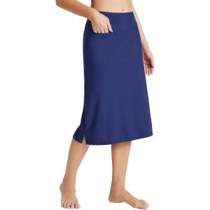 imagebaleaf Womens 28 Midi Length Long Swim Skirts with Legging Modest High Waisted Tankini Skirt Bottom UPF 50Dark Blue
