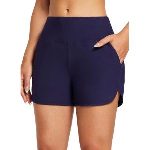 imagebaleaf Womens 3579 High Waisted Swim Board Shorts Quick Dry Swimsuits Bottoms Trunks with PocketsDark Blue