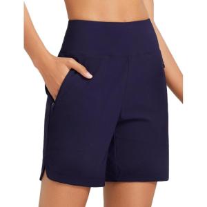 imagebaleaf Womens 3579 High Waisted Swim Board Shorts Quick Dry Swimsuits Bottoms Trunks with PocketsNavy Blue