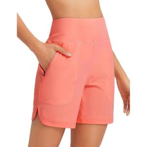 imagebaleaf Womens 3579 High Waisted Swim Board Shorts Quick Dry Swimsuits Bottoms Trunks with PocketsPink