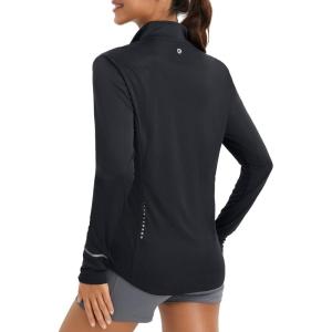 imagebaleaf Womens Sun Shirts UPF 50 Lightweight Running Jacket UV Protection Athletic Full Zip Long Sleeve PocketsBlack