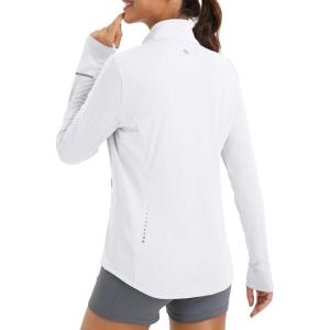 imagebaleaf Womens Sun Shirts UPF 50 Lightweight Running Jacket UV Protection Athletic Full Zip Long Sleeve PocketsWhite
