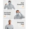 imagebaleaf Mens Sun Hoodies UPF 50 Separate Hood with Face Mask Long Sleeve Fishing Shirts UV Protection Rash GuardLight Gray