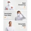 imagebaleaf Mens Sun Hoodies UPF 50 Separate Hood with Face Mask Long Sleeve Fishing Shirts UV Protection Rash GuardWhite