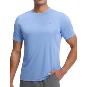 imagebaleaf Mens Sun Protection Shirts Short Sleeve TShirts Swim Rash Guard Hiking Running SPF UPF 50 UV LightweightHeather Blue