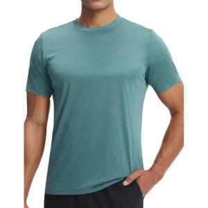 imagebaleaf Mens Sun Protection Shirts Short Sleeve TShirts Swim Rash Guard Hiking Running SPF UPF 50 UV LightweightHeather Dark Green
