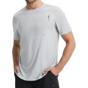 imagebaleaf Mens Sun Shirts with Pocket Short Sleeve T Shirts UPF 50 UV SPF Lightweight Quick Dry Hiking Fishing Rash GuardLight Gray