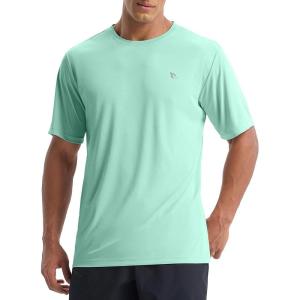 imagebaleaf Mens UPF 50 Sun Protection Shirts UV SPF Short Sleeve TShirts Rash Guard Quick Dry Lightweight Hiking AthleticLight Green