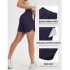 imagebaleaf 7 Womens Running Shorts Athletic Quick Dry Shorts Crossover High Waisted Workout Hiking Zipper Pockets UPF50Navy Blue