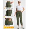 imagebaleaf Womens 26 Travel Pants with Zipper Pockets Petite Ankle Slacks Lightweight Stretch Quick Dry Cargo Summer CoolArmy Green