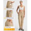 imagebaleaf Womens 26 Travel Pants with Zipper Pockets Petite Ankle Slacks Lightweight Stretch Quick Dry Cargo Summer CoolKhaki