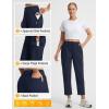 imagebaleaf Womens 26 Travel Pants with Zipper Pockets Petite Ankle Slacks Lightweight Stretch Quick Dry Cargo Summer CoolNavy Blue