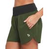 imagebaleaf Womens 5 Workout Shorts Gym Running Shorts Athletic with Liner High Waistband Quick Dry Sports Zipper PocketsArmy Green