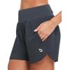imagebaleaf Womens 5 Workout Shorts Gym Running Shorts Athletic with Liner High Waistband Quick Dry Sports Zipper PocketsGrey