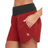 imagebaleaf Womens 5 Workout Shorts Gym Running Shorts Athletic with Liner High Waistband Quick Dry Sports Zipper PocketsRed