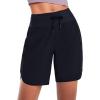 imagebaleaf Womens 7 Athletic Long Running Shorts Workout Gym Quick Dry Hiking Shorts High Waisted Zipper PocketBlack