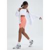 imagebaleaf Womens 7 Athletic Long Running Shorts Workout Gym Quick Dry Hiking Shorts High Waisted Zipper PocketCoral