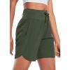 imagebaleaf Womens 7 Athletic Long Running Shorts Workout Gym Quick Dry Hiking Shorts High Waisted Zipper PocketDark Green