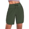 imagebaleaf Womens 7 Athletic Long Running Shorts Workout Gym Quick Dry Hiking Shorts High Waisted Zipper PocketDark Green