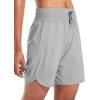imagebaleaf Womens 7 Athletic Long Running Shorts Workout Gym Quick Dry Hiking Shorts High Waisted Zipper PocketGrey