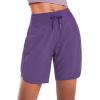 imagebaleaf Womens 7 Athletic Long Running Shorts Workout Gym Quick Dry Hiking Shorts High Waisted Zipper PocketPurple