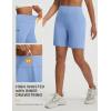 imagebaleaf Womens 7 Bermuda Shorts Athletic Running Long Shorts High Waisted with Zipper Pockets Workout Gym Hiking ShortsBlue