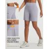 imagebaleaf Womens 7 Bermuda Shorts Athletic Running Long Shorts High Waisted with Zipper Pockets Workout Gym Hiking ShortsGrey