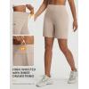 imagebaleaf Womens 7 Bermuda Shorts Athletic Running Long Shorts High Waisted with Zipper Pockets Workout Gym Hiking ShortsKhaki