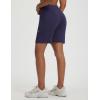 imagebaleaf Womens 7 Bermuda Shorts Athletic Running Long Shorts High Waisted with Zipper Pockets Workout Gym Hiking ShortsNavy