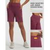 imagebaleaf Womens 7 Bermuda Shorts Athletic Running Long Shorts High Waisted with Zipper Pockets Workout Gym Hiking ShortsWine Red