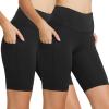 imagebaleaf Womens 8 5 3 Biker Shorts High Waist Yoga Workout Gym Running Volleyball Spandex Shorts with PocketsBlackblack