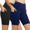 imagebaleaf Womens 8 5 3 Biker Shorts High Waist Yoga Workout Gym Running Volleyball Spandex Shorts with PocketsBlacknavy Blue