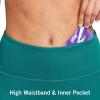 imagebaleaf Womens 8 5 3 Biker Shorts High Waist Yoga Workout Gym Running Volleyball Spandex Shorts with PocketsGreensofter