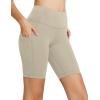 imagebaleaf Womens 8 5 3 Biker Shorts High Waist Yoga Workout Gym Running Volleyball Spandex Shorts with PocketsKhakiclassic
