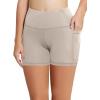 imagebaleaf Womens 8 5 3 Biker Shorts High Waist Yoga Workout Gym Running Volleyball Spandex Shorts with PocketsKhakiclassic