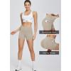 imagebaleaf Womens 8 5 3 Biker Shorts High Waist Yoga Workout Gym Running Volleyball Spandex Shorts with PocketsKhakiclassic
