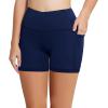 imagebaleaf Womens 8 5 3 Biker Shorts High Waist Yoga Workout Gym Running Volleyball Spandex Shorts with PocketsNavy Blueclassic