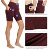 imagebaleaf Womens 8 5 3 Biker Shorts High Waist Yoga Workout Gym Running Volleyball Spandex Shorts with PocketsWine Redclassic
