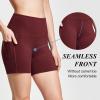 imagebaleaf Womens 8 5 3 Biker Shorts High Waist Yoga Workout Gym Running Volleyball Spandex Shorts with PocketsWine Redsofter