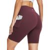 imagebaleaf Womens 8 5 3 Biker Shorts High Waist Yoga Workout Gym Running Volleyball Spandex Shorts with PocketsWine Redsofter